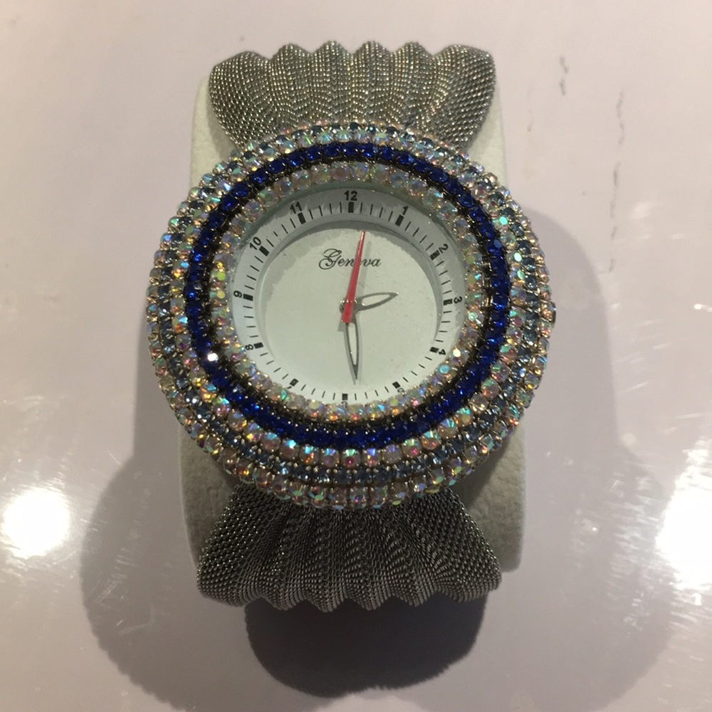 Stainless steel Geneva Rhinestone Watch